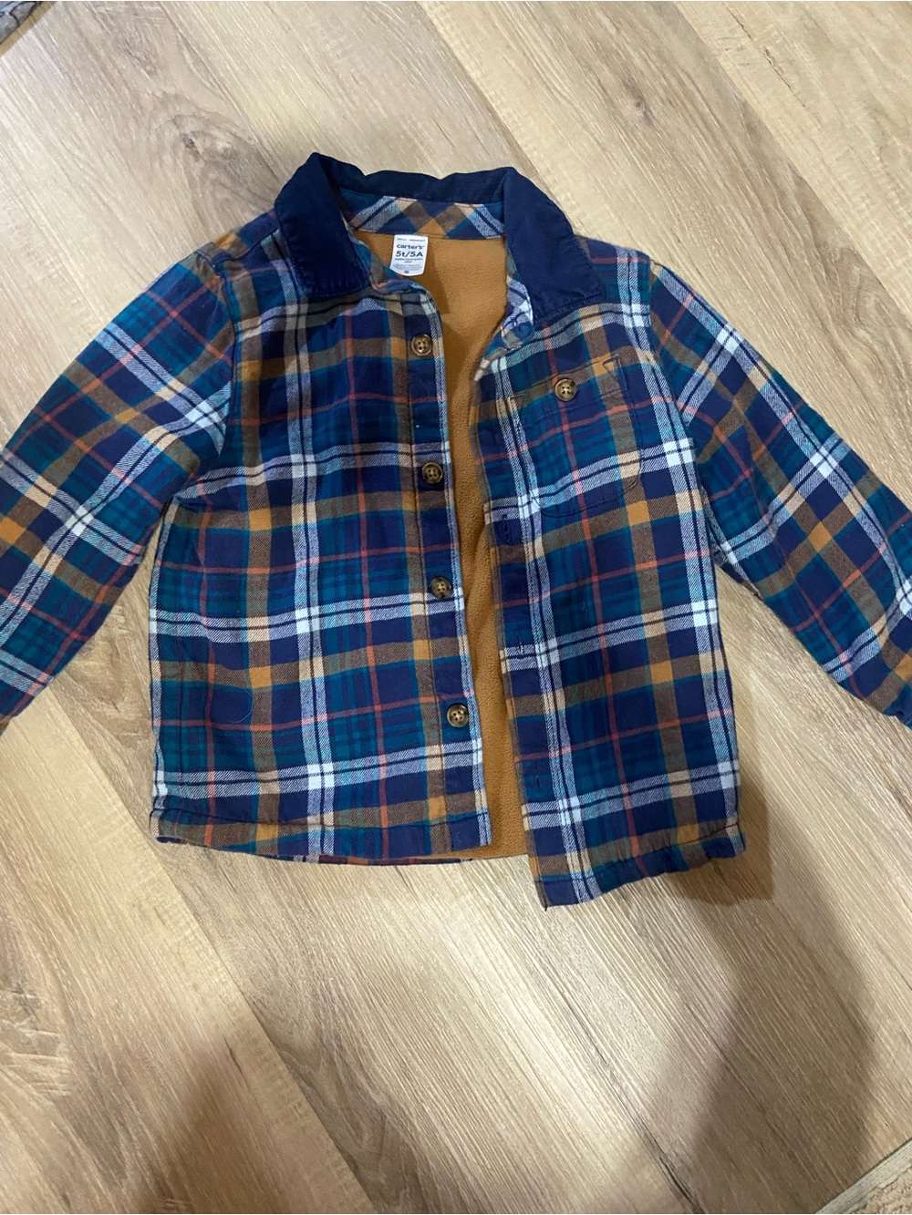 Carter's Navy, Brown & Teal Plaid Button-Front Kids Shirt Jacket